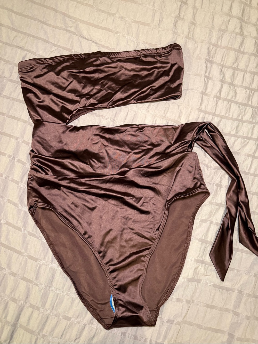 Good American Brown strapless Satin Swimsuit